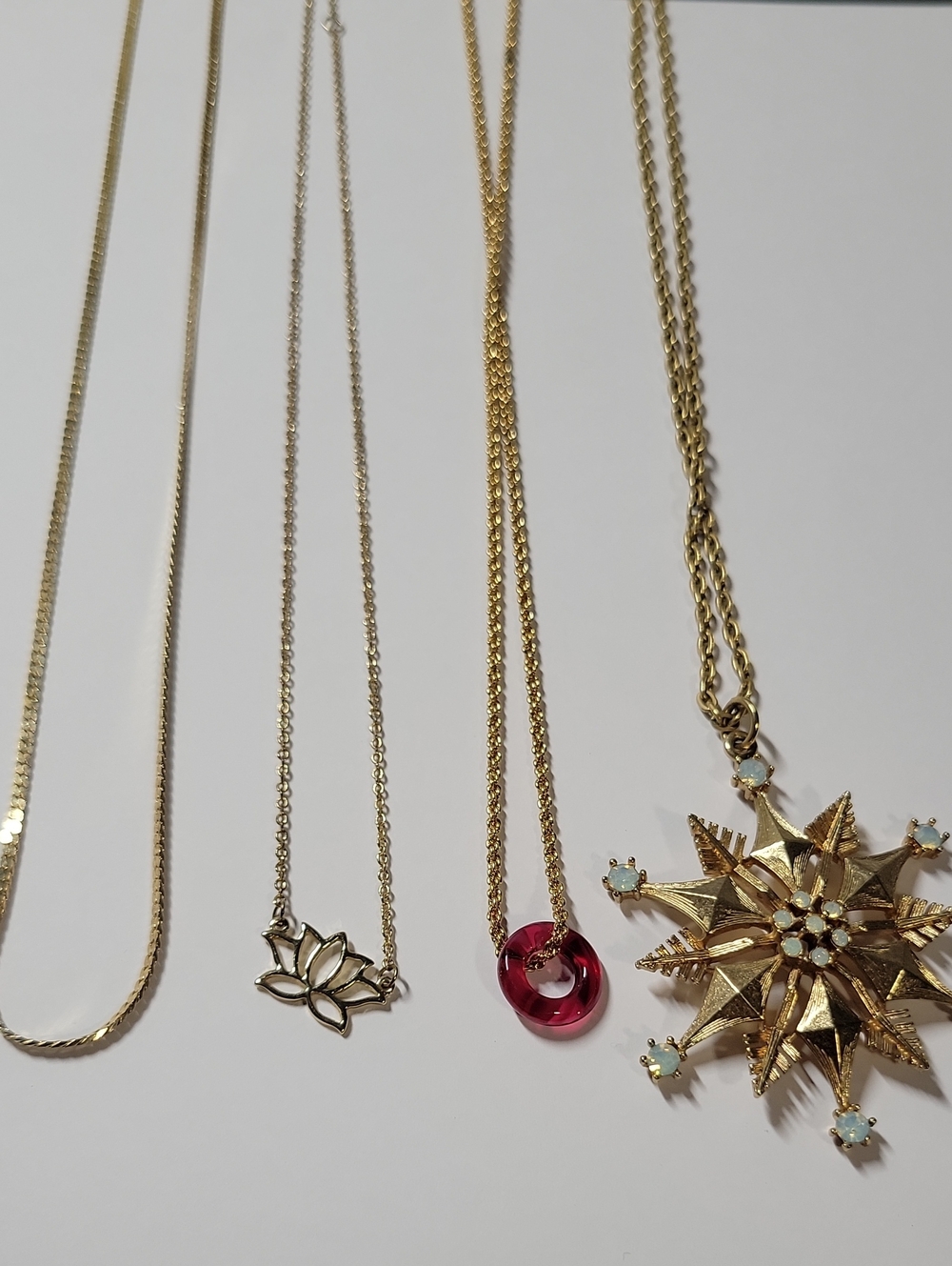 Gold Tone Starburst Pendant Necklace Lot